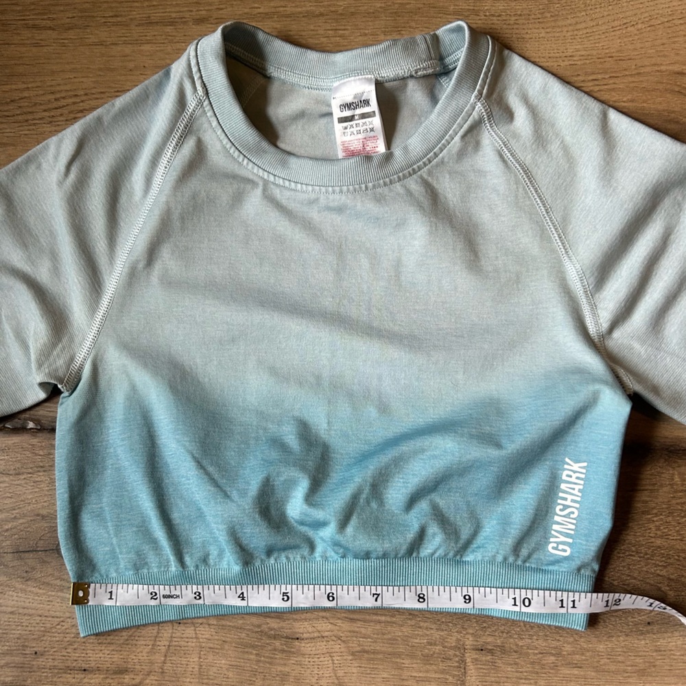Gymshark Tops Gymshark Adapt Ombre Seamless Crop Top Powder Blue Marble Luna - Picture 6 of 7